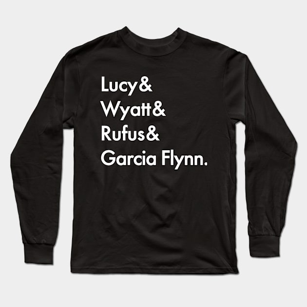 Timeless - Lucy & Wyatt & Rufus & Garcia Flynn. Long Sleeve T-Shirt by BadCatDesigns